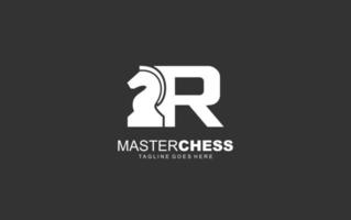 R logo CHESS for branding company. HORSE template vector illustration for your brand.