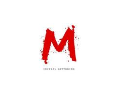 M Initial brush handwriting or handwritten logo for identity. Logo with signature and hand drawn style. vector