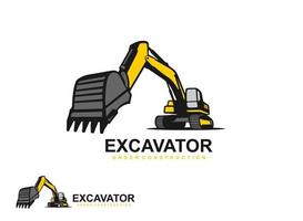 Heavy equipment logo vector for construction company. Excavator logo template vector. Creative excavator illustration for logo template.