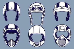 various helmet vector illustration set monochrome style