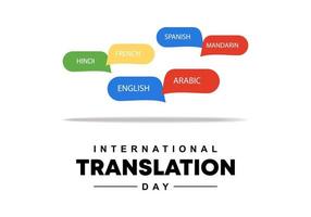 International translation day background banner poster with word languages on september 30. vector