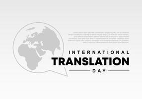 afiche de fondo del día internacional de la traducción con mapa de la tierra el 30 de septiembre. vector
