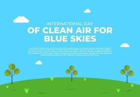 día internacional del aire limpio para cielos azules con jardín verde vector