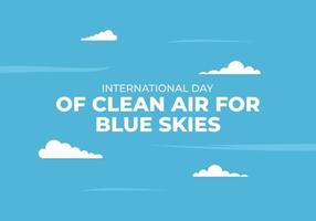 día internacional del aire limpio para cielos azules sobre fondo azul. vector