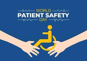 World patient safety day background with two hands and safety symbol vector