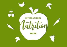 International nutrition week day with white fruit and big apple vector