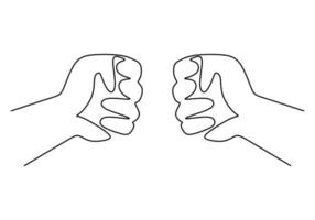 One continuous single line hand drawing of hand punch vector