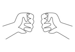 One continuous single line hand drawing of hand punch vector