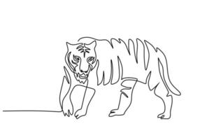 One continuous single line of international tiger day with cool tiger vector