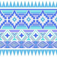 Geometric Tribal ethnic seamless pattern in blue dominant color. vector