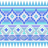 Geometric Tribal ethnic seamless pattern in blue dominant color. vector