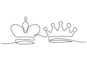 One continuous single line hand drawing of king crown vector