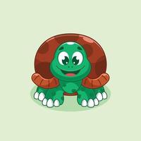 lindo diseño de dibujos animados de tortuga sonriente vector