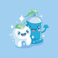 Tooth and toothpaste cartoon design vector