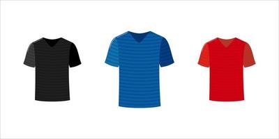 T-Shirt With Strips, Blue Red And Black T-Shirts With Horizontal Lines On White Background Free Vector