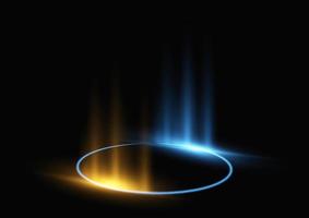 Abstract modern circle light, ring technology effect on black background vector illustration.