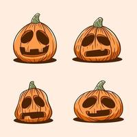 Set of hand drawn cute halloween pumpkins vector illustration