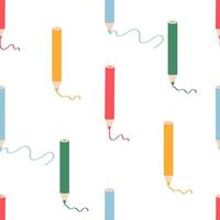 Seamless pattern with school colored pencils and handwriting. Vector background for printing on paper, fabric, packaging, textiles, clothing.