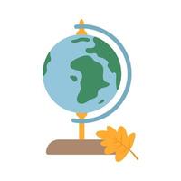 School globe for studying geography, the location of continents and oceans on earth. Vector isolated illustration for design or decoration.