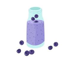 Blueberry smoothie. Bright colorful summer set of ingredients. Vector illustration of healthy refreshing drinks.