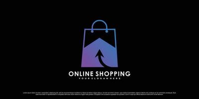 Online shopping icon logo design for commerce business with modern concept Premium Vector