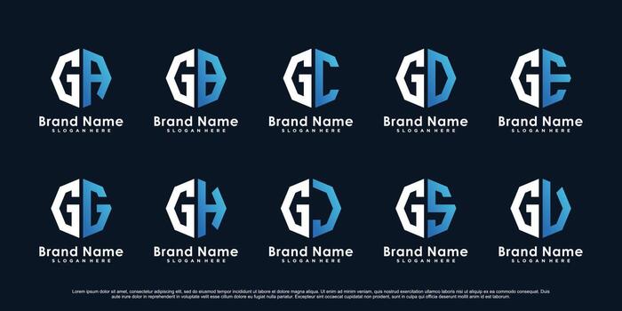 Collection of initial letter g icon logo design template with creative element Premium Vector