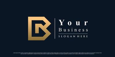 Letter b icon logo design template with golden gradient style color Premium Vector