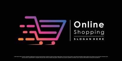 Online shopping icon logo design for commerce business with modern concept Premium Vector