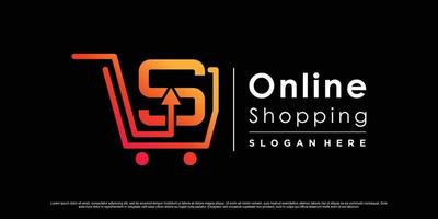 Online shopping icon logo design for commerce business with modern concept Premium Vector