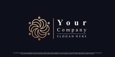 Floral ornament logo design with unique concept and golden gradient color Premium Vector