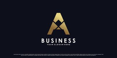 Letter a icon logo design template with golden gradient style color Premium Vector