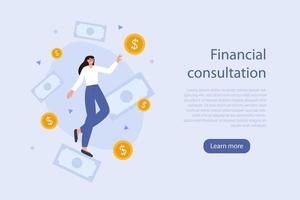 Financial consultation landing page concept vector