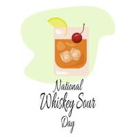 National Whiskey Sour Day, popular alcoholic cocktail for poster or banner vector