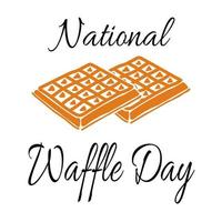 National Waffle Day, silhouette of sweet pastry for banner or poster vector