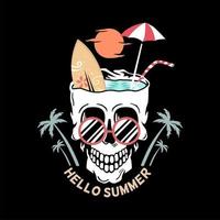 skull head with summer vibes illustration vector