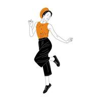 hand draw happy woman jumping vector