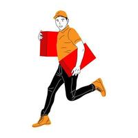 post office employee illustration,fast delivery,package in a box vector