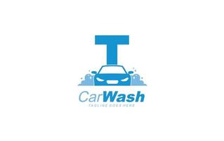 T logo carwash for identity. car template vector illustration for your brand.