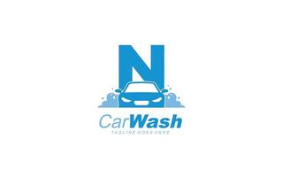 N logo carwash for identity. car template vector illustration for your brand.