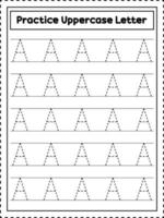 trazado de letras del alfabeto abc. letra mayúscula a. práctica de escritura a mano para niños en edad preescolar vector