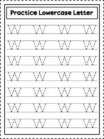 trazado de letras del alfabeto abc. letra minúscula w. práctica de escritura a mano para niños en edad preescolar vector