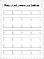 trazado de letras del alfabeto abc. letra h minúscula práctica de escritura a mano para niños en edad preescolar vector