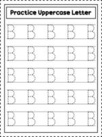 trazado de letras del alfabeto abc. letra mayúscula b. práctica de escritura a mano para niños en edad preescolar vector