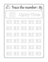 Trace the number 83. Number Tracing for Kids vector