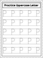 trazado de letras del alfabeto abc. letra mayúscula p. práctica de escritura a mano para niños en edad preescolar vector