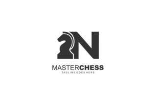 N logo CHESS for branding company. HORSE template vector illustration for your brand.