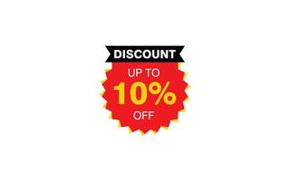 10 Percent discount offer, clearance, promotion banner layout with sticker badge. vector