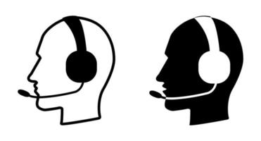 Call center operator with headset symbol vector