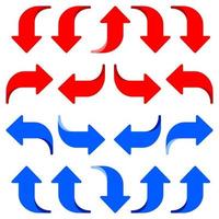 conjunto de iconos de flecha de giro direccional. dirección arriba, abajo, derecha e izquierda vector