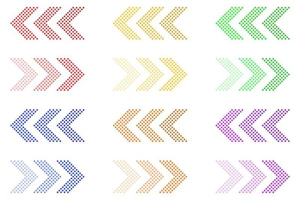 Directional Arrow icon set. Colorful arrow symbol right and left direction
